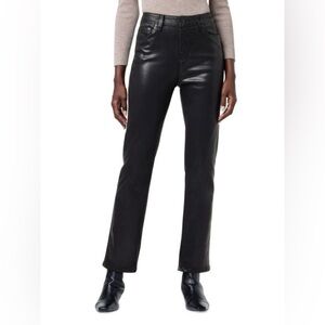 Hudson Jeans Womens  Nico Mid-Rise White Straight Ankle Jean Coated Black Beauty